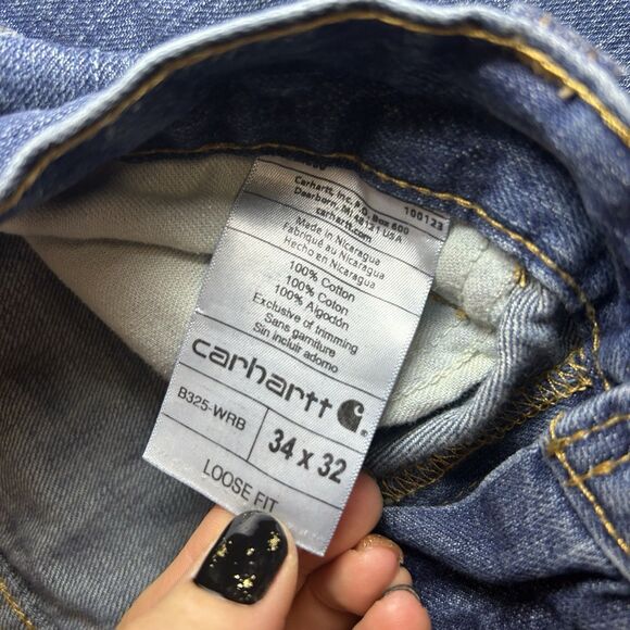 Carhartt Jeans Loose Fit Straight Mens 34/32 Blue Cotton Distressed - Picture 6 of 8